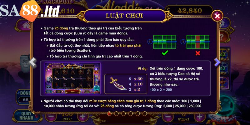 Luật chơi cách chơi game Aladdin Slots trực tuyến là gì?